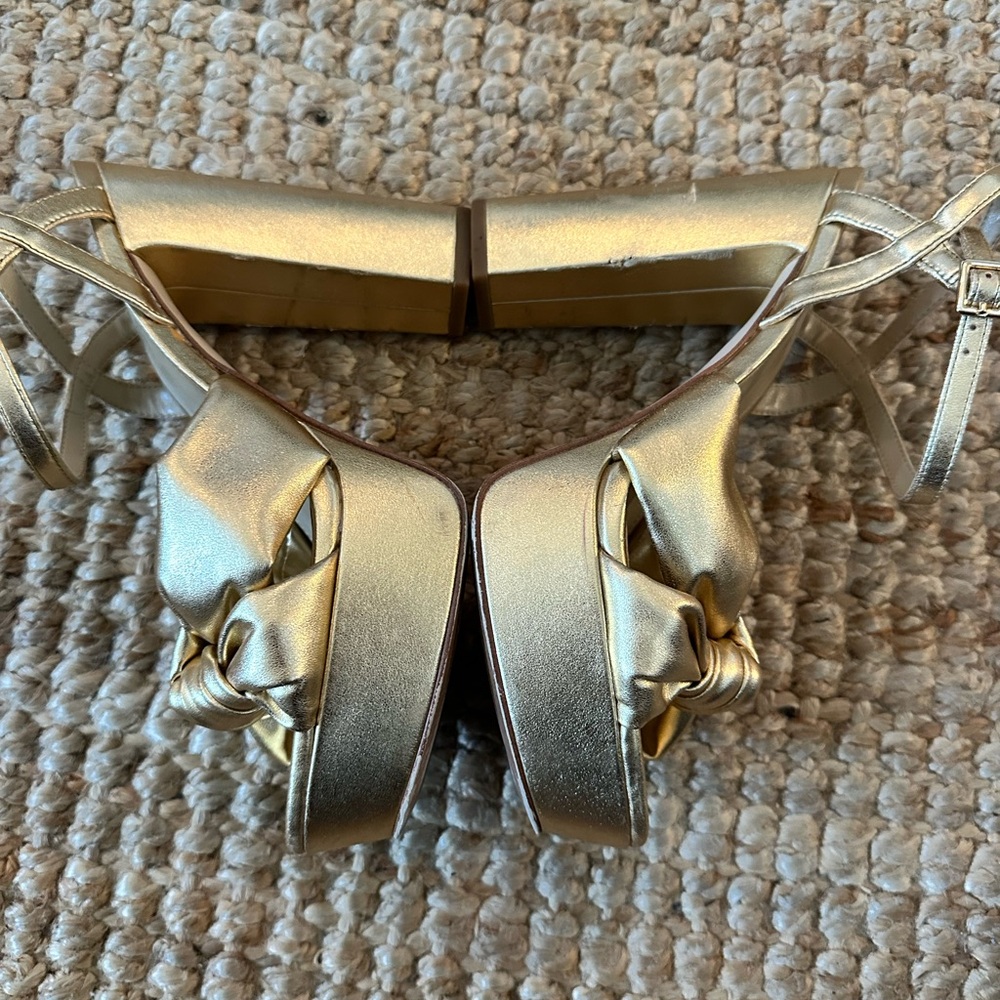 MICHAEL KORS Josie Leather Knot Detail Ankle Strap Platform Sandals SIZE 6.5 - Picture 8 of 14